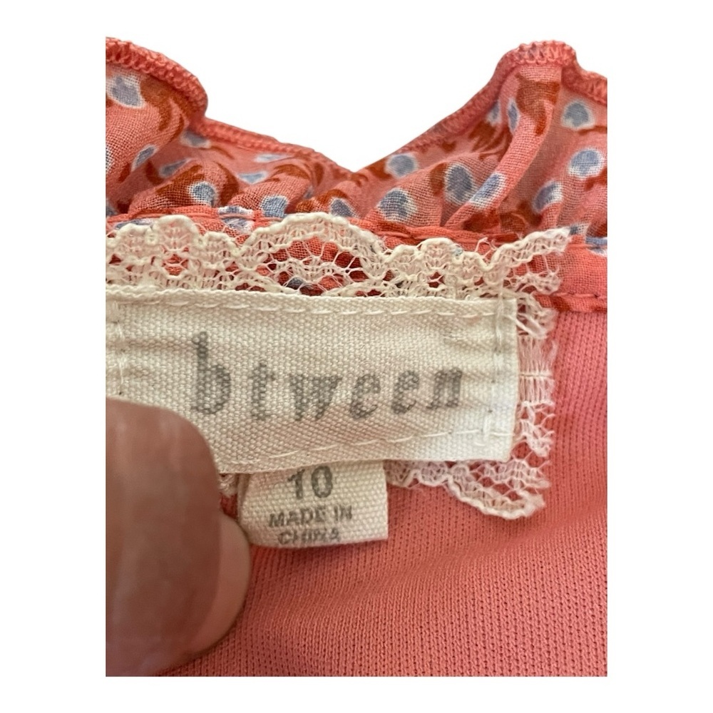 btween Pink Orange Smocked Ruffled Sundress long sleeve Dress Size 10 - Picture 3 of 10